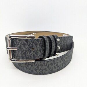 NEW Michael Kors Belt Gray With Printed MK Logo Triple Studded Belt Loop WOMEN